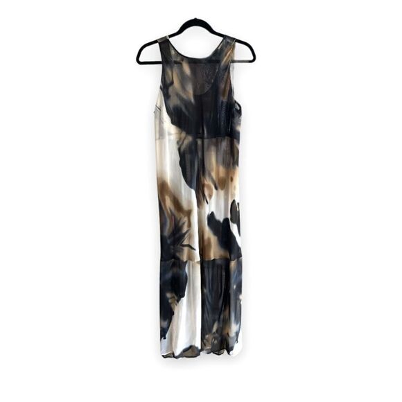 LAUREN VIDAL | Sheer Maxi Boho Black/Cream/Tan Dress (L) - Picture 2 of 5